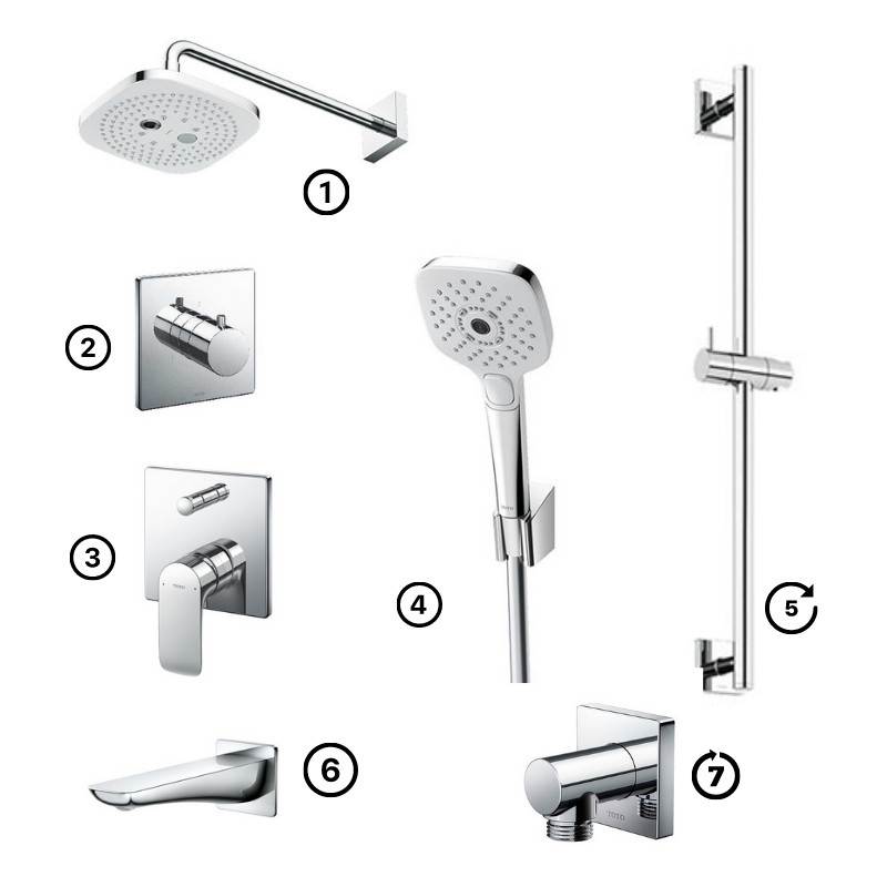 Bộ Sen Gắn Tường ToTo Loại Vuông - Massage TBW02004A